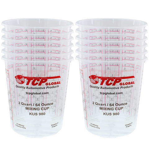 Pack of 12 - Mix Cups - Half Gallon size - 64 ounce Volume Paint and Epoxy Mixing Cups - Mix Cups Are Calibrated with Multiple Mixing Ratios