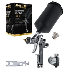 High Performance PRO-88 Series HVLP Spray Gun with 1.3mm Tip with Air Pressure Regulator Gauge, MPS Cup Adapter included